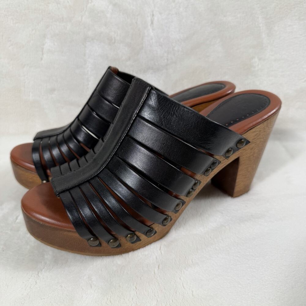 Johnston & Murphy Justine Gladiator Women’s 7.5 Black Leather Platform Clogs